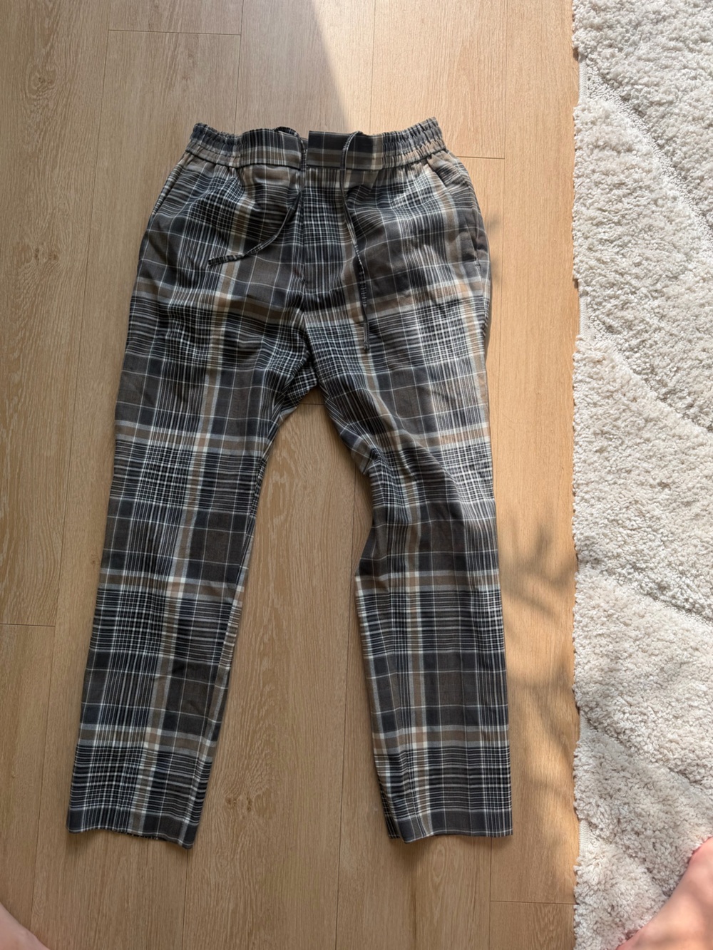 Topman Brown and Gray Plaid Chinos